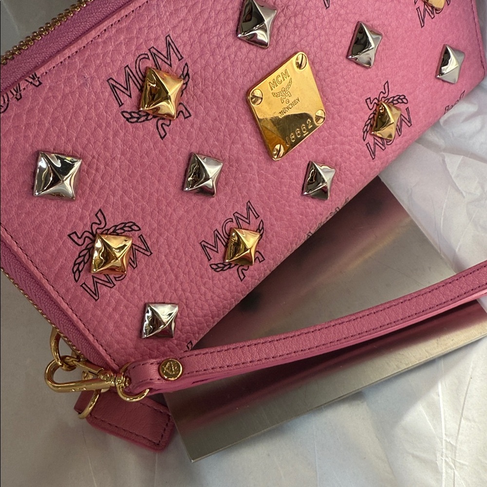 MCM Pink Wallet with Gold and Silver Studs - Picture 3 of 16